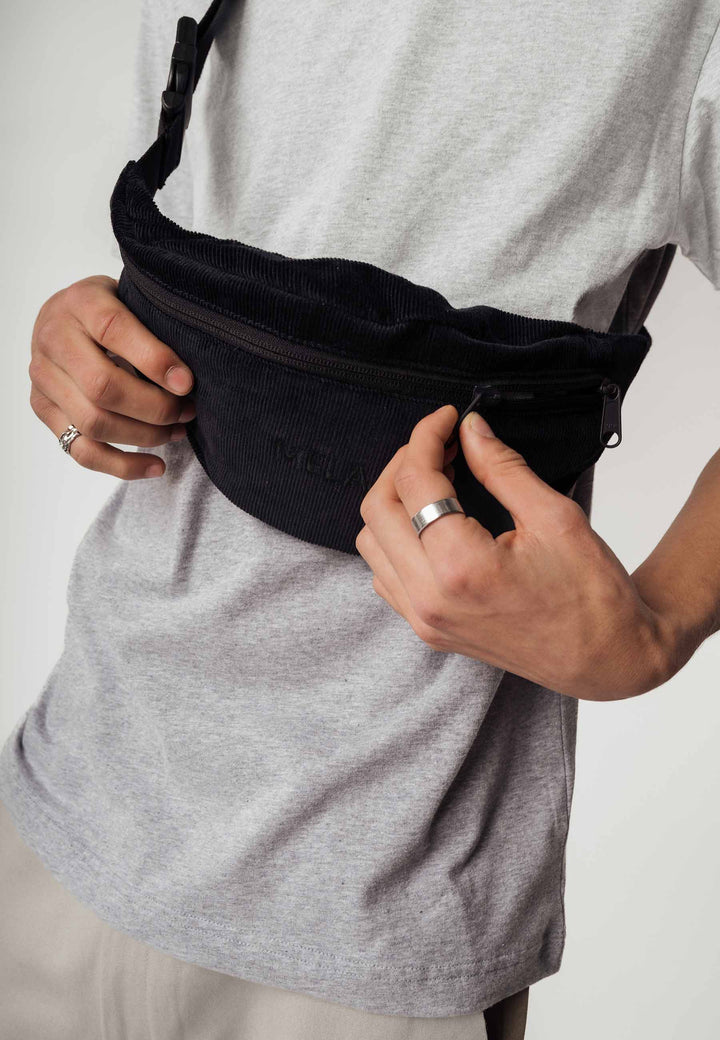 Männer Bauchtasche Fashion Cord Bauchtasche Bhavin Schwarz
